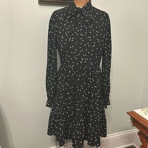 Black and blush pink polka dots Kate Spade dress